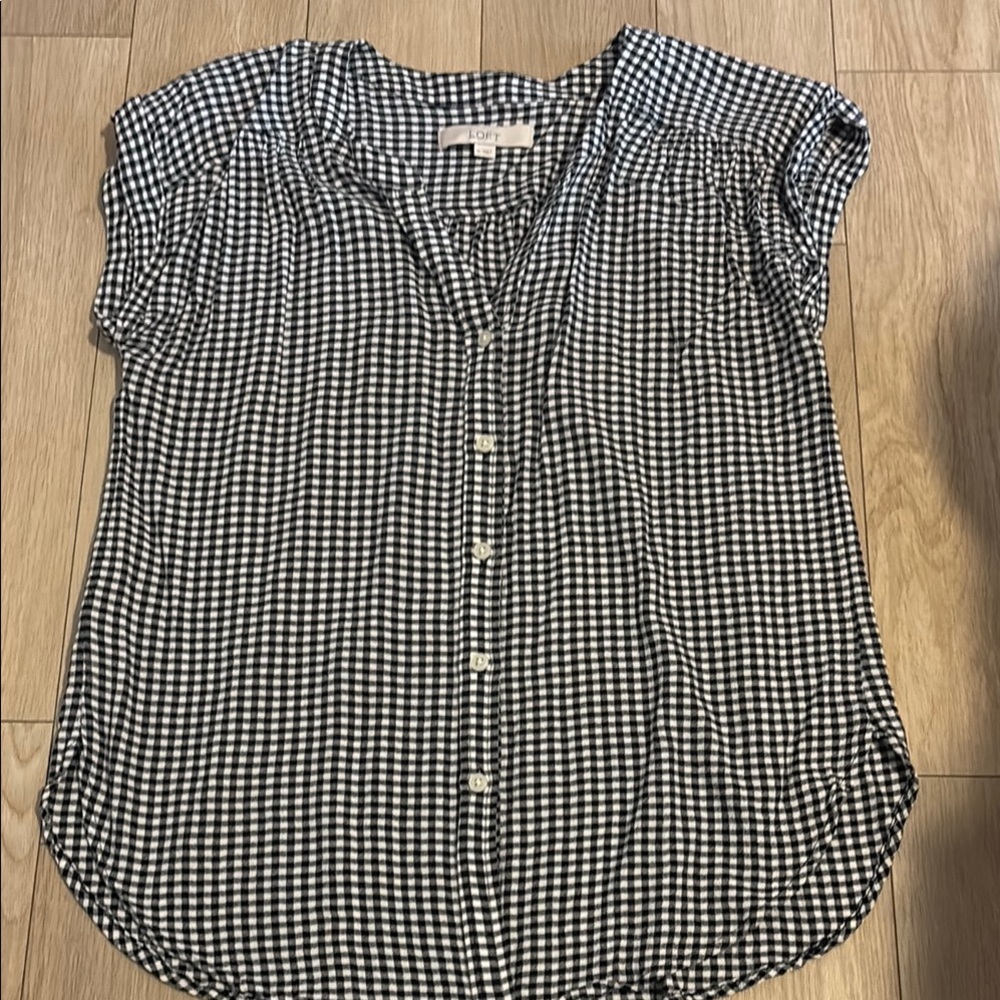 Women's Black and White Checkered Top